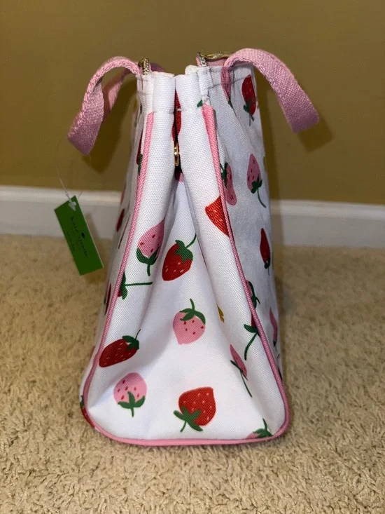 kate spade Strawberry Print Lunch Bag in Pink, Red & Green - Picture 5 of 13